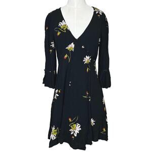 Free People Boho Floral Print Wrap Mini Dress "On My Side", XS